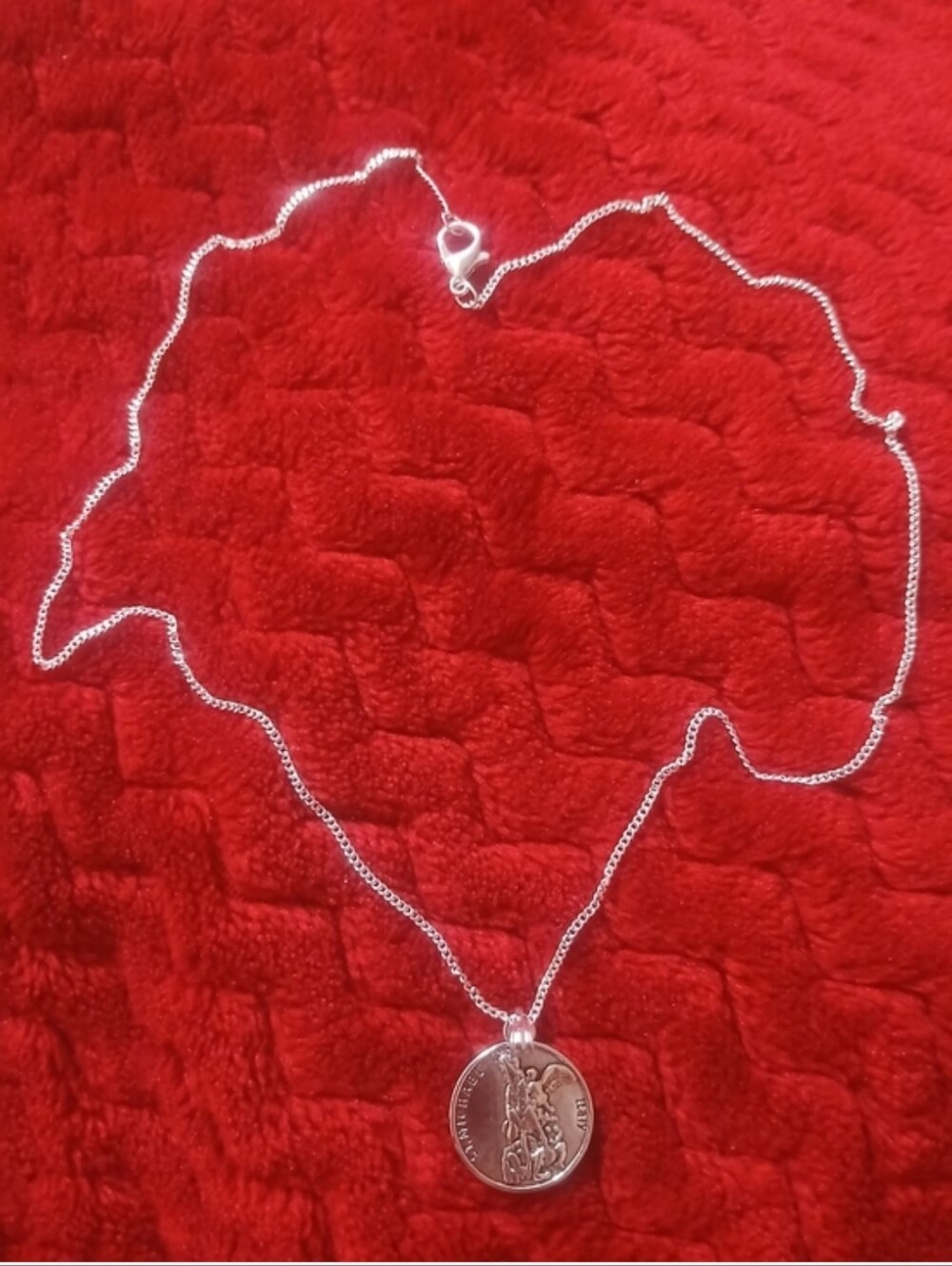 Silver St. Michael Coin Pendant Necklace - Women Jewelry